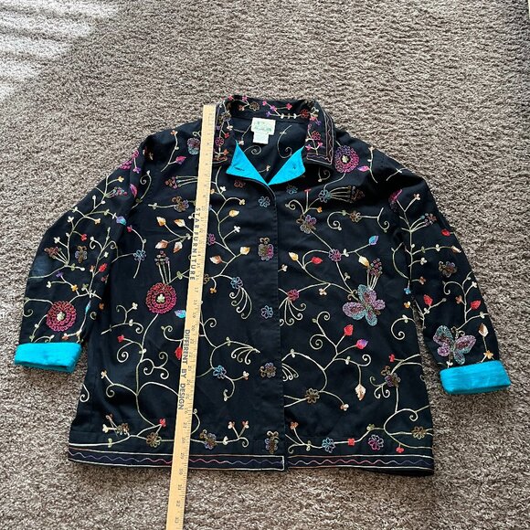 Quacker Factory Vintage Embroidered Beaded Floral Butterfly Jacket Size XL - Picture 7 of 8